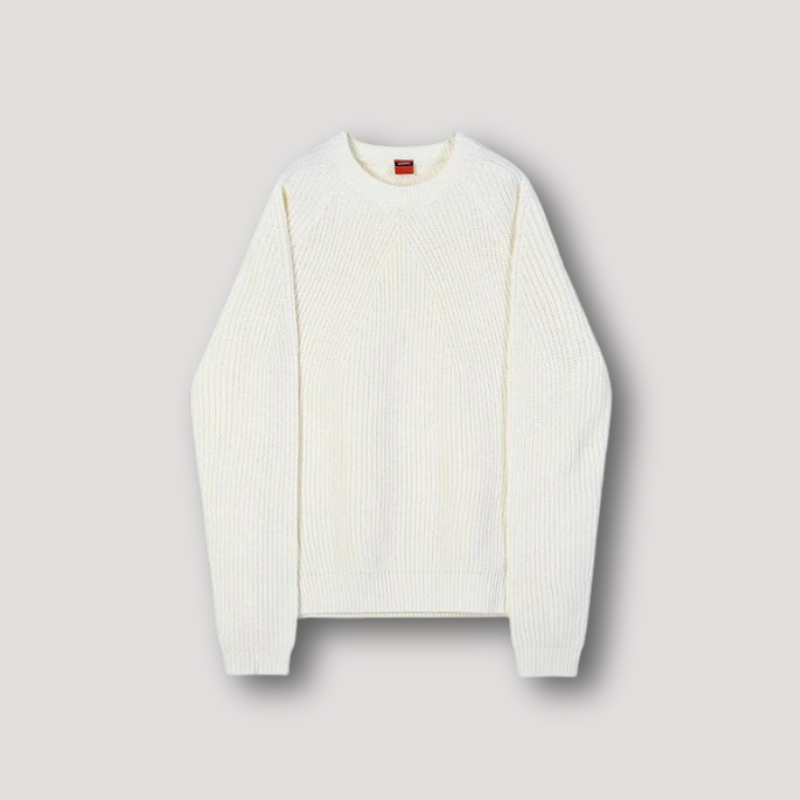 Geribbeld Gebreid Effen Kleur Sweater Crewneck