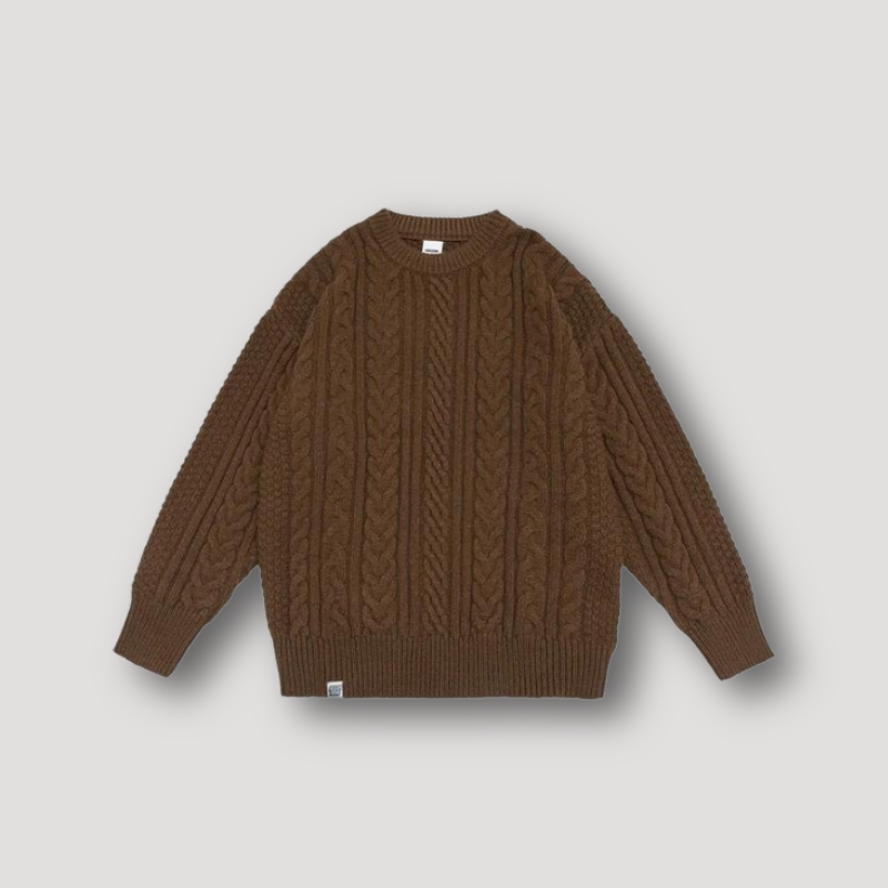 Cable Twist Ribgebreid Crew Neck Trui