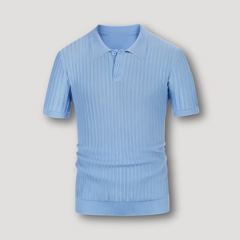 Geribd Gebreid Textuur Korte Mouw Polo Shirt Heren