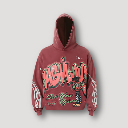 Retro 'Fabulous' Graffiti Stijl Oversized Vervaagd Hoodie Bedrukken