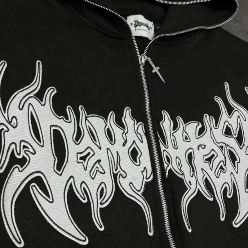 Graffiti Belettering Grafische Afdrukken Hoodie With Zipper