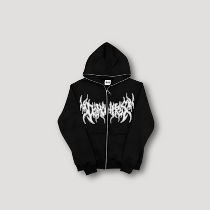 Graffiti Belettering Grafische Afdrukken Hoodie With Zipper