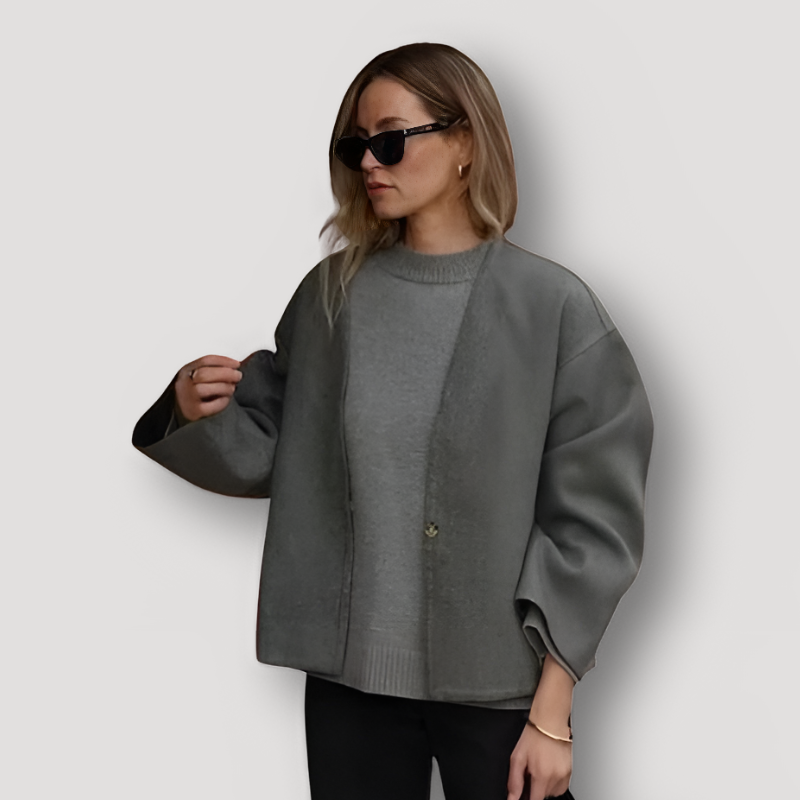 Boxy Oversized Grijs Draped Mantel Jas