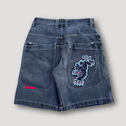 Persoonlijk Borduurwerk Patches Wide Leg Denim Jorts