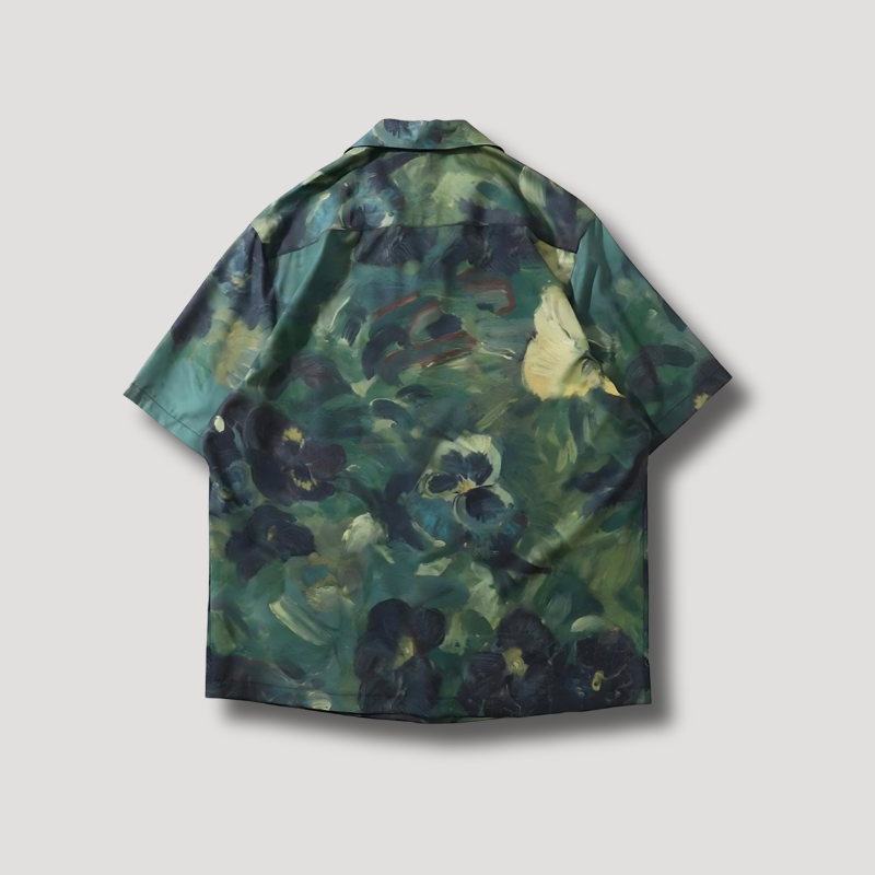 Groen Bloem Olieverfschilderij Hawaiian Shirt