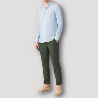 Casual Groene Chino Linnen Broek Heren