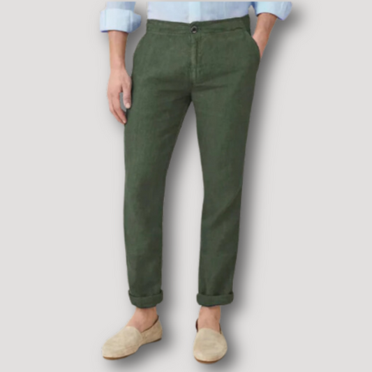 Casual Groene Chino Linnen Broek Heren