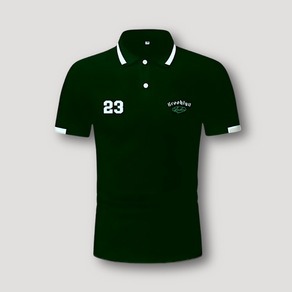 Dark Gren Brooklyn 23 Korte Mouw Slim Fit Polo Shirt Heren