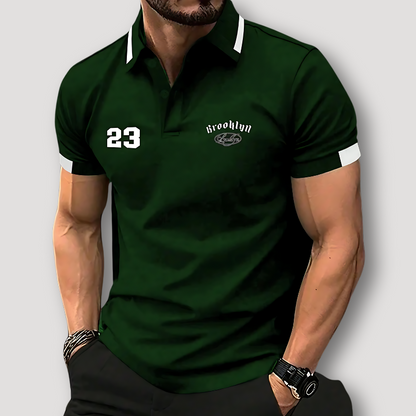 Dark Gren Brooklyn 23 Korte Mouw Slim Fit Polo Shirt Heren