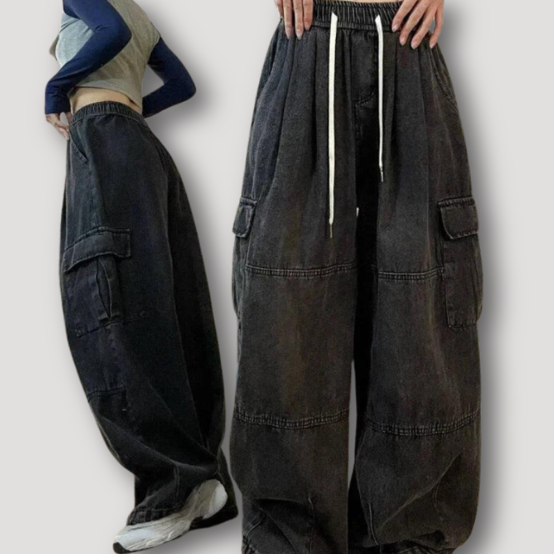 Y2k Grunge Gewassen Baggy Hoge Taille Jeans