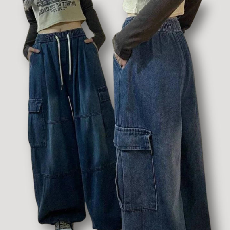 Y2k Grunge Gewassen Baggy Hoge Taille Jeans