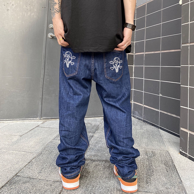 Y2K Flying Dog Graphic Jeans - Denim streetwear voor mannen