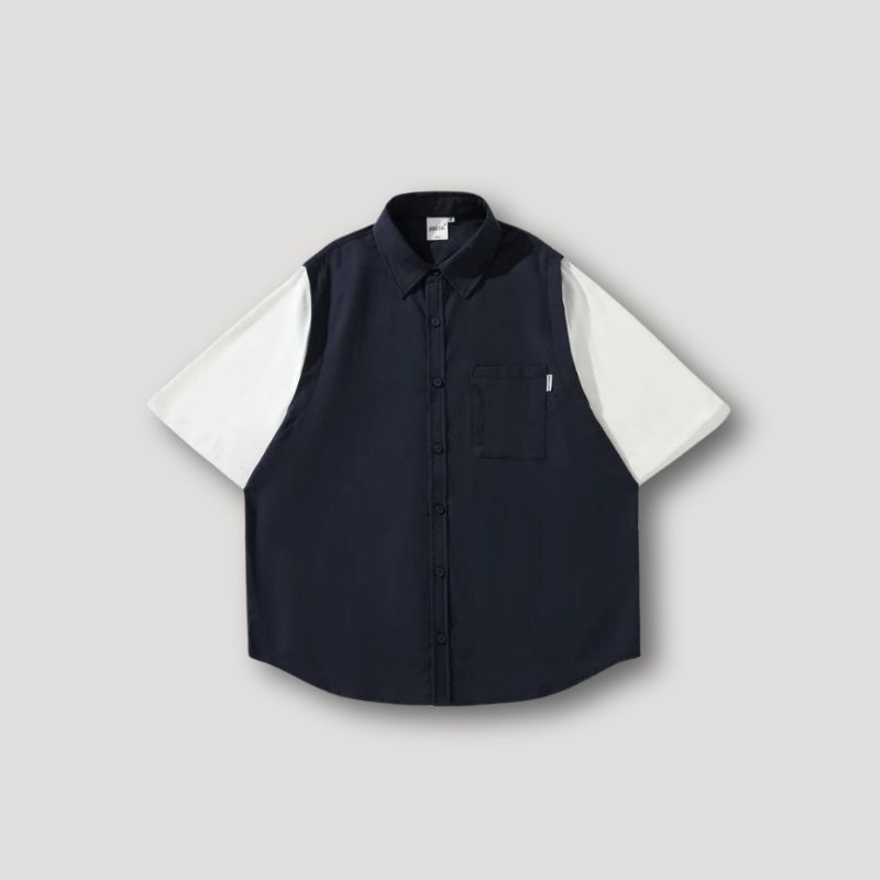 Two Tone Splits Button Up Polo Shirt