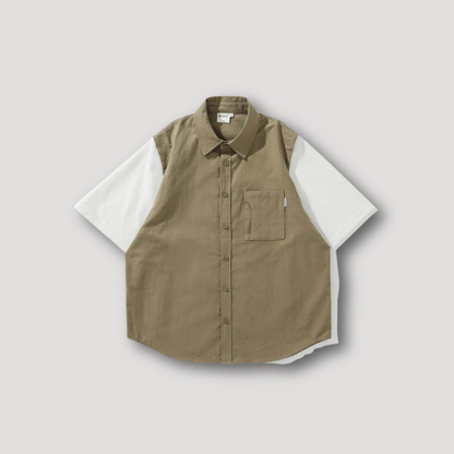 Two Tone Splits Button Up Polo Shirt