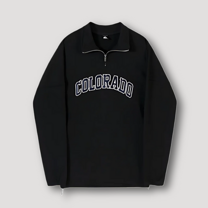 Sweater COLORADO Bedrukt - Metallic Rits - Stand Up Kraag