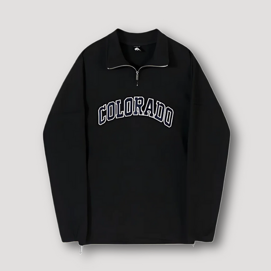 Sweater COLORADO Bedrukt - Metallic Rits - Stand Up Kraag