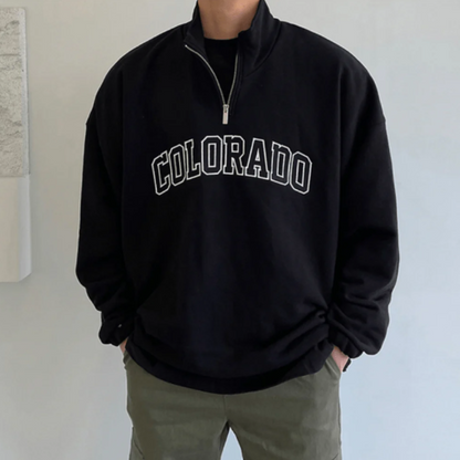 Sweater COLORADO Bedrukt - Metallic Rits - Stand Up Kraag
