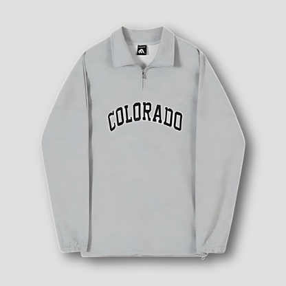 Sweater COLORADO Bedrukt - Metallic Rits - Stand Up Kraag
