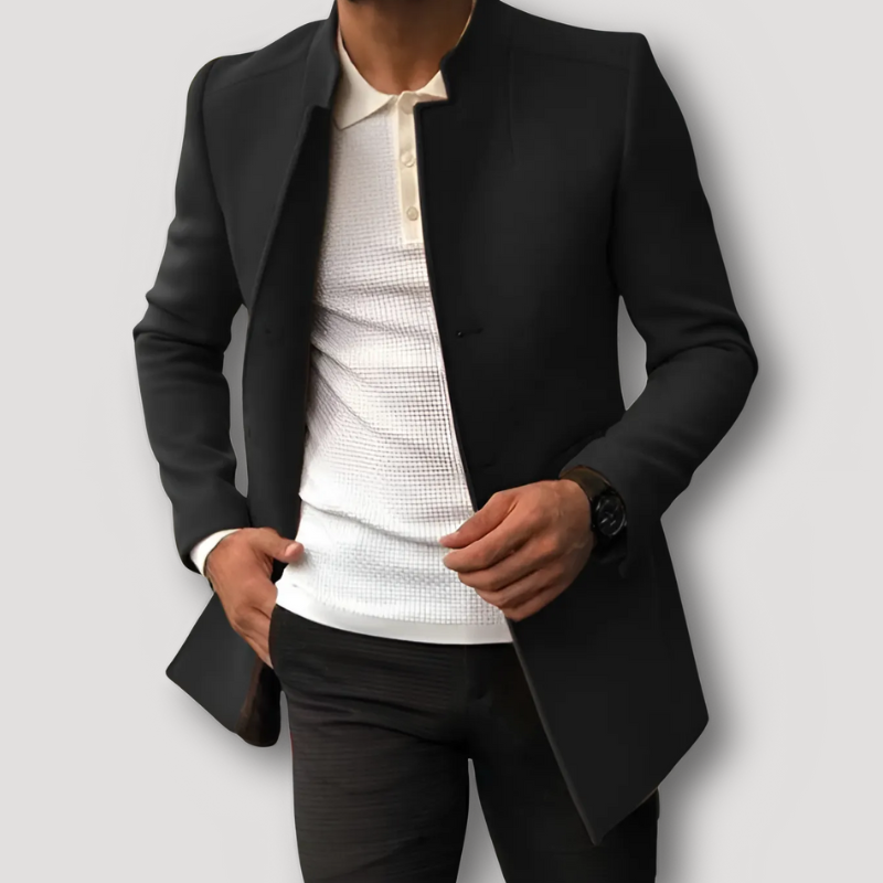 Open Voorkant Smart Casual Slim Fit Zwart Blazer Heren