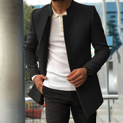 Open Voorkant Smart Casual Slim Fit Zwart Blazer Heren