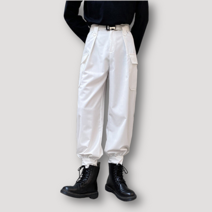 Gesp Riem Hoog Getailleerd Straight Leg Cargo Pants Heren