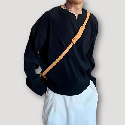 Geribbeld Relaxed Lange Mouw Minimalistisch Sweater