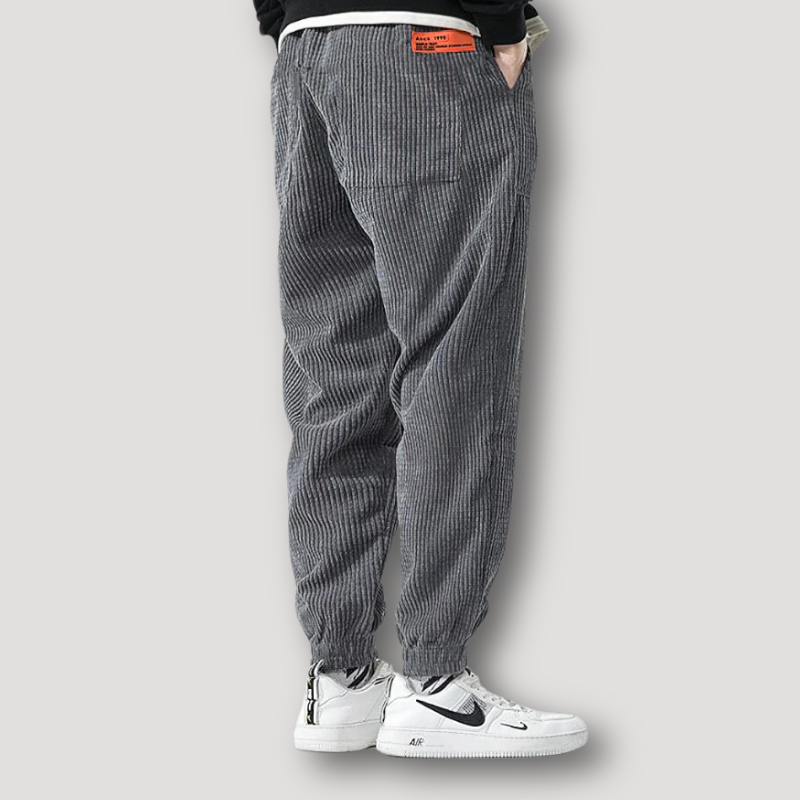 Casual Ribbed Textuur Ontspannen Fit Corduroy Jogger Broek