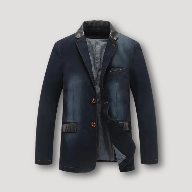 Vervaagd Aangepast Klassiek Fit Blazer Stijl Denim Jas Heren