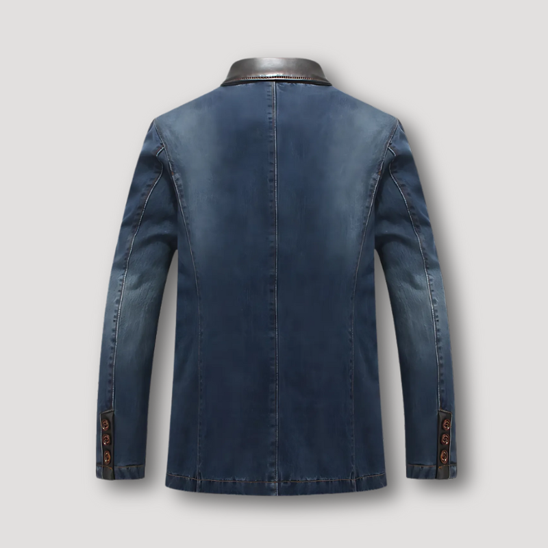 Vervaagd Aangepast Klassiek Fit Blazer Stijl Denim Jas Heren