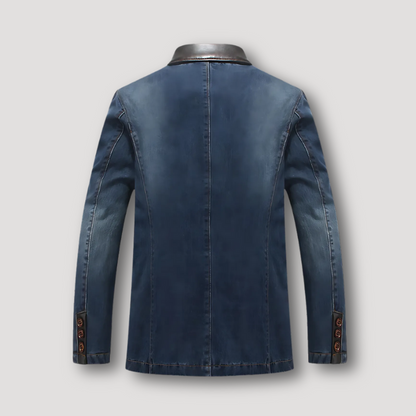 Vervaagd Aangepast Klassiek Fit Blazer Stijl Denim Jas Heren