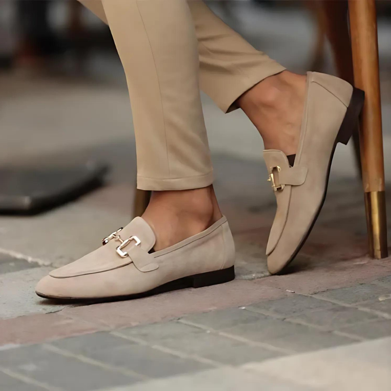 Minimalistisch Paard Bit Goudkleurig Zacht Suède Loafers