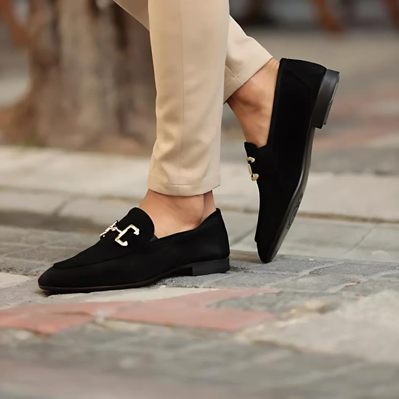 Minimalistisch Paard Bit Goudkleurig Zacht Suède Loafers