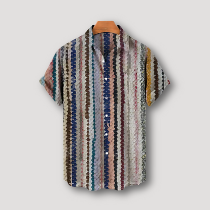 Kleurrijk Patroon Button Up Korte Mouw Zomer Collar Shirt