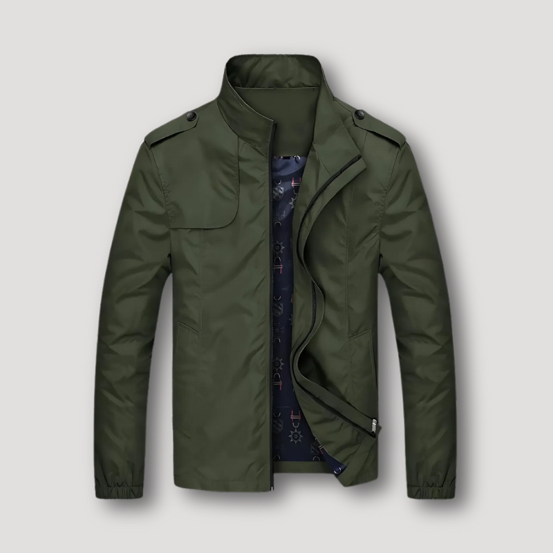 Casual Full Zip Militaire Stijl Opstaande Kraag Outdoor Jas