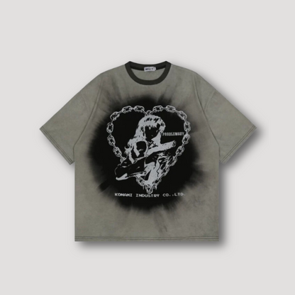 Hart Ketting Donker Anime Grafisch Streetwear Shirt