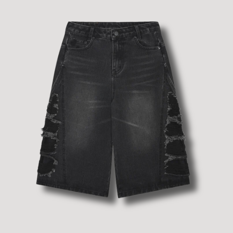 Y2K Side Ripped Shorts Baggy - Streetwear Korte Broek voor Mannen