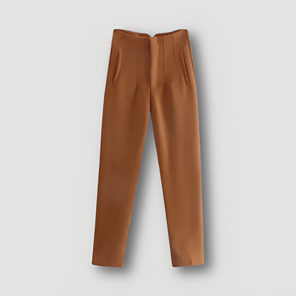 High-waisted Verticaal Naden Straight Leg Broek