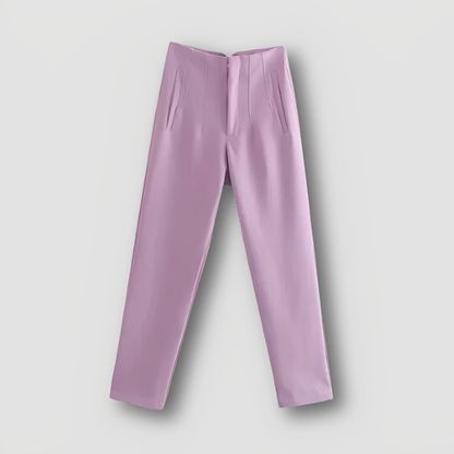 High-waisted Verticaal Naden Straight Leg Broek