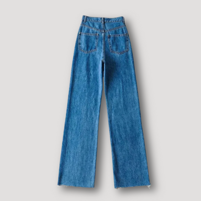 Casual Minimalistisch High Rise Straight Leg Klassiek Denim Jeans