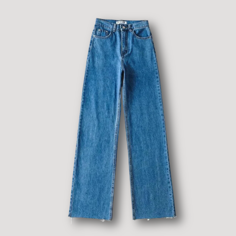 Casual Minimalistisch High Rise Straight Leg Klassiek Denim Jeans