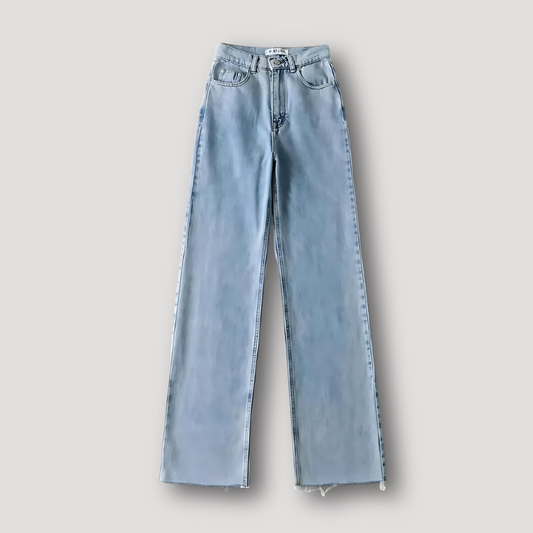 Casual Minimalistisch High Rise Straight Leg Klassiek Denim Jeans