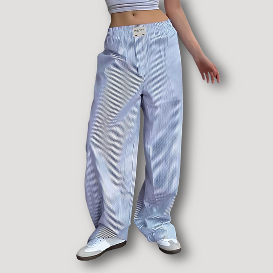 Wide Leg Relaxed Fit Pinstripes Loungewear Broek