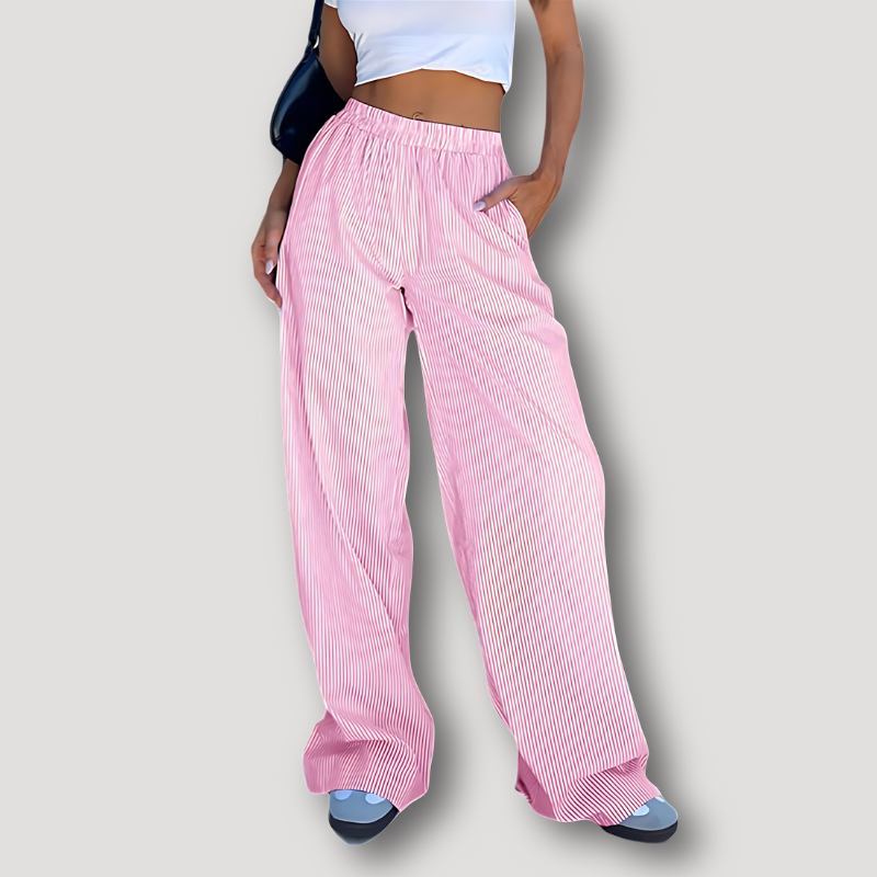 Wide Leg Relaxed Fit Pinstripes Loungewear Broek