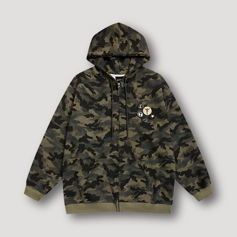 Klassiek Militair Camouflage Patroon Zip Up Hoodie