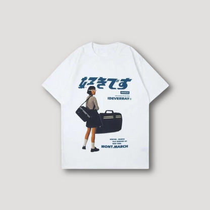 Japans Letter Look Back Girl Grafisch Shirt