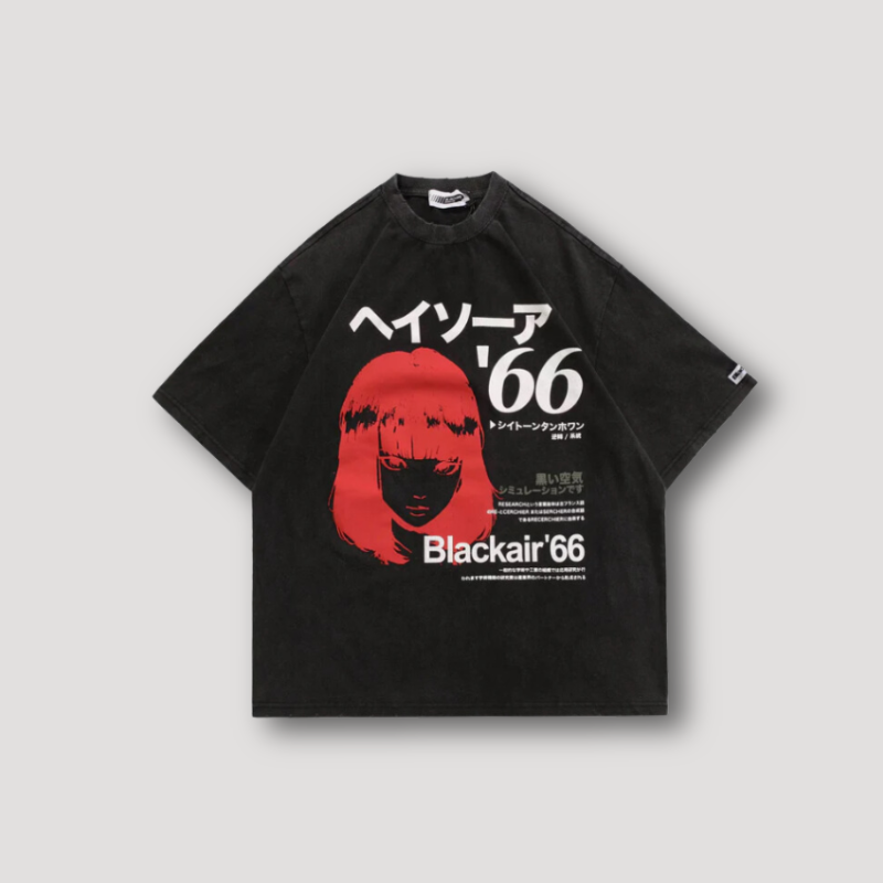 Y2K Japans Manga Grafisch T-shirt | Blackair '66