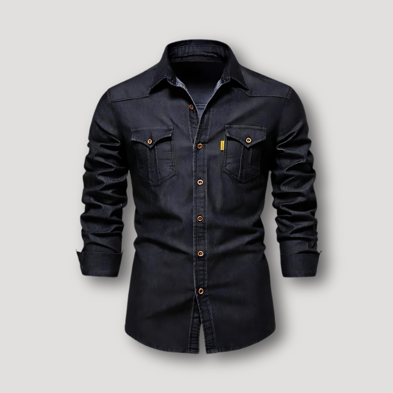 Casual Denim Button Down Slim Fit Kraag Shirt