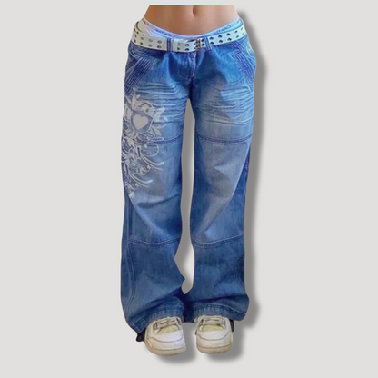 Gewassen Y2k Hart Grafische Baggy Jeans Streetwear