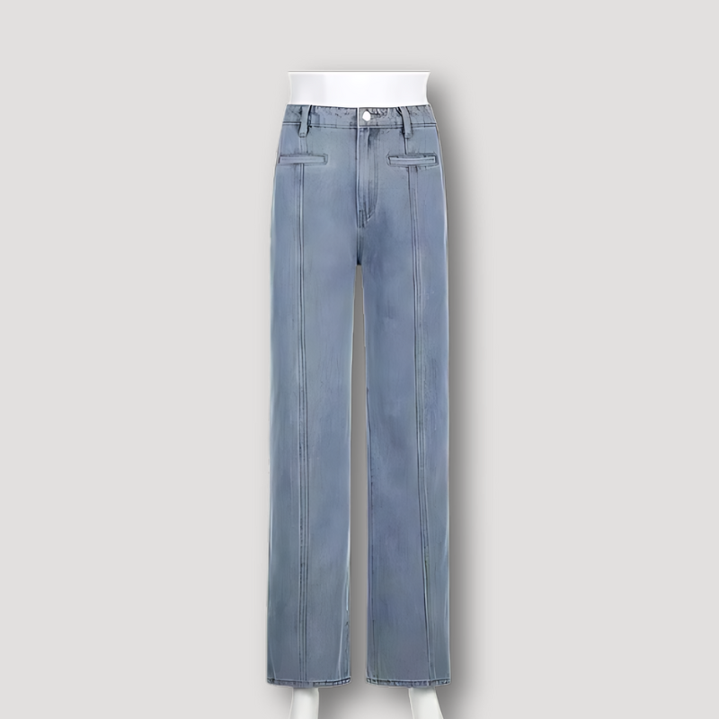 Rood Ster Patches Highwaist Straight Leg Jeans