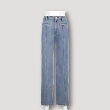 Rood Ster Patches Highwaist Straight Leg Jeans